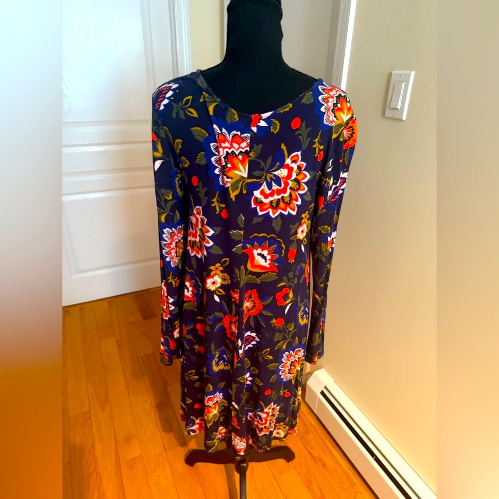 Old Navy Navy Blue Floral Long Sleeve Dress